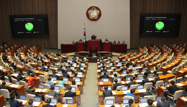 9일 국회 본회의에서 민생법안들이 처리되고 있다 [연합뉴스 제공]