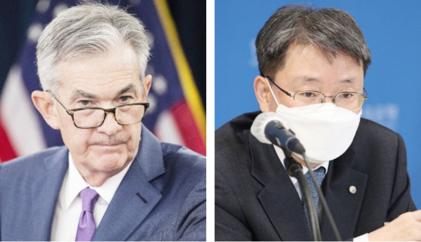 지난 24일 제롬 파월 미국 연준 의장(사진 왼쪽)은 ‘무제한 양적완화’를 선언했다. 이틀뒤 26일 한국은행 또한 한국 역사상 첫 양적완화를 시행한다고 밝혔다.
