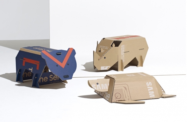 삼성전자가 영국 디자인 전문 매체 ‘디진(Dezeen)’과 공동 주최한 에코 패키지 디자인 공모전 ‘아웃 오브 더 박스’ 에서 최종 우승한 ‘Endangered Animal’ [삼성전자 제공]