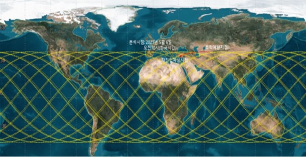 추락 예측 궤도(분석시점: 2021년 5월 6일 오전 10시, 한국시간) [과학기술정보통신부 제공]