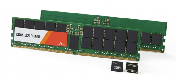 SK하이닉스가 업계 최초로 샘플 출하한 24Gb DDR5 D램과 96GB, 48GB D램 모듈 [SK하이닉스 제공]