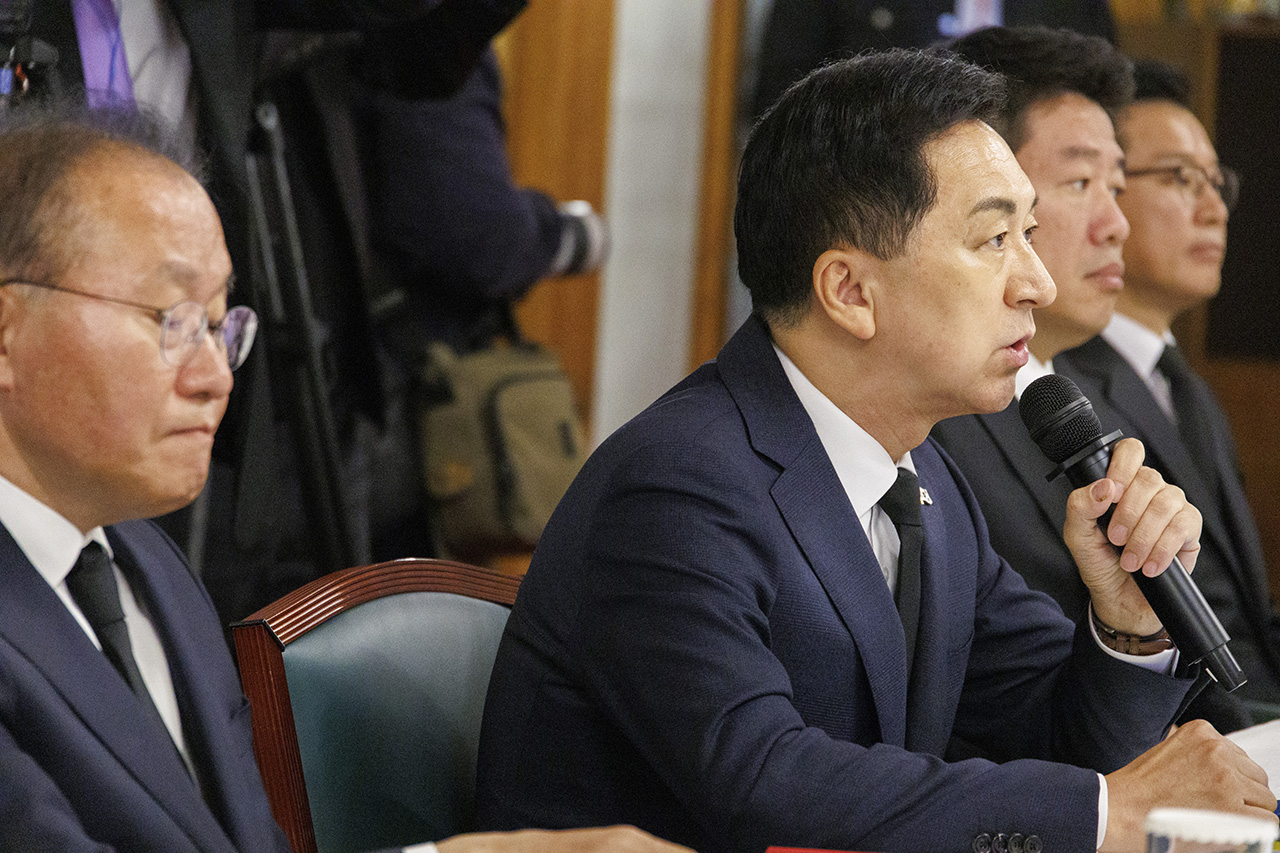 지난달 29일 서울 총리 공관에서 열린 고위 당·정·대협의회에서 국민의힘 김기현 대표가 발언하고 있다.